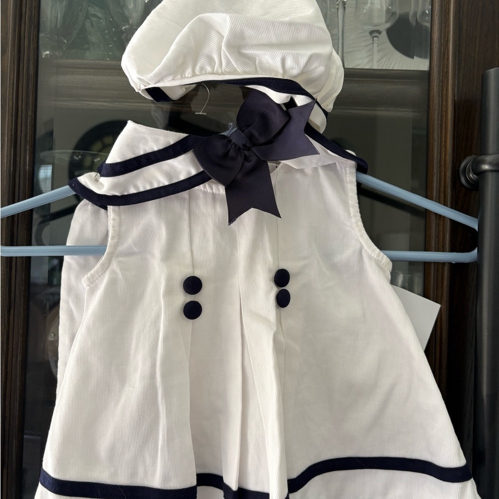 Rare Editions White and Navy Baby Outfit - Picture 3 of 10